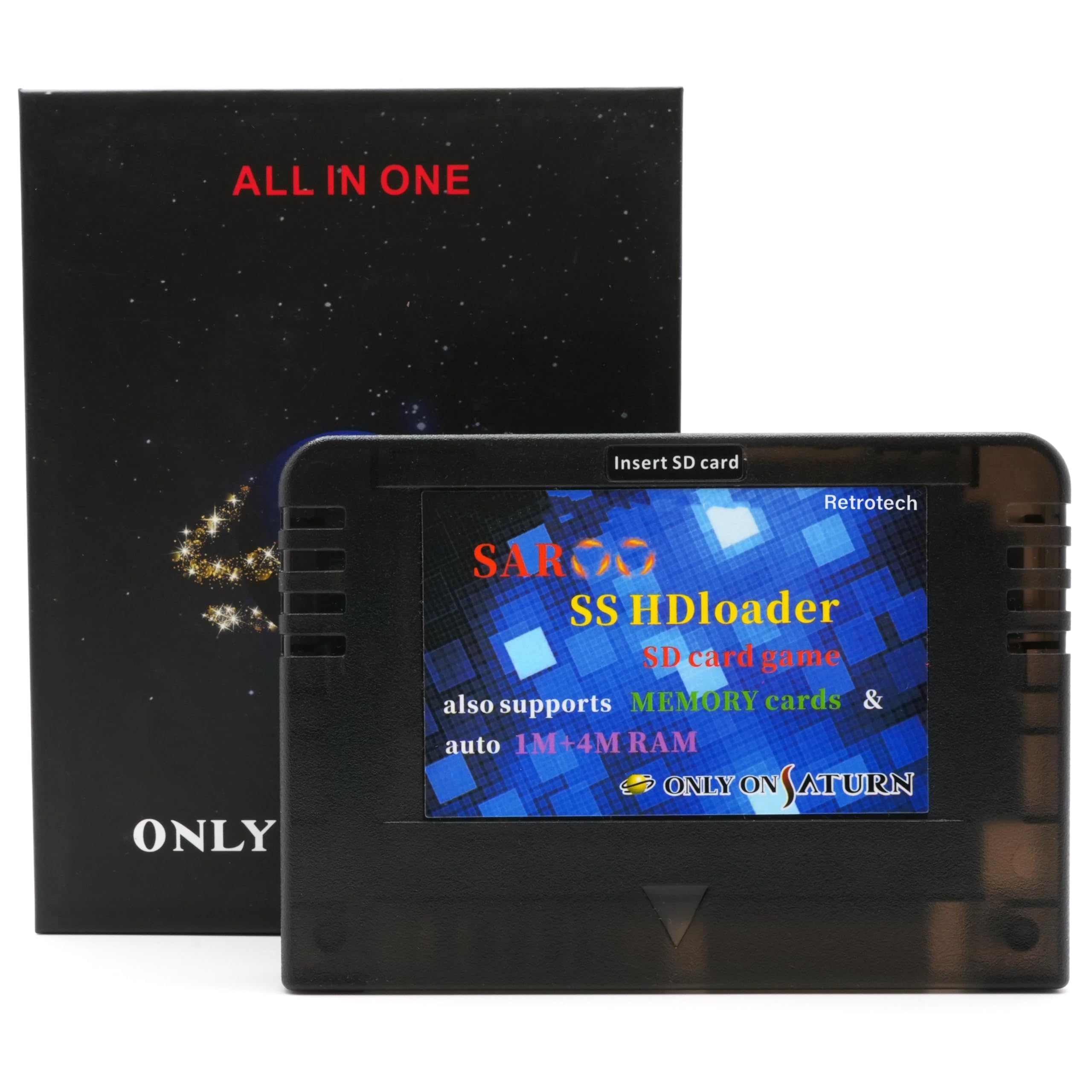 Retrotech Only on Saturn Saroo HD Loader 520 Jeux en 1 Chariot Flash 256 Go - Noir Transparent