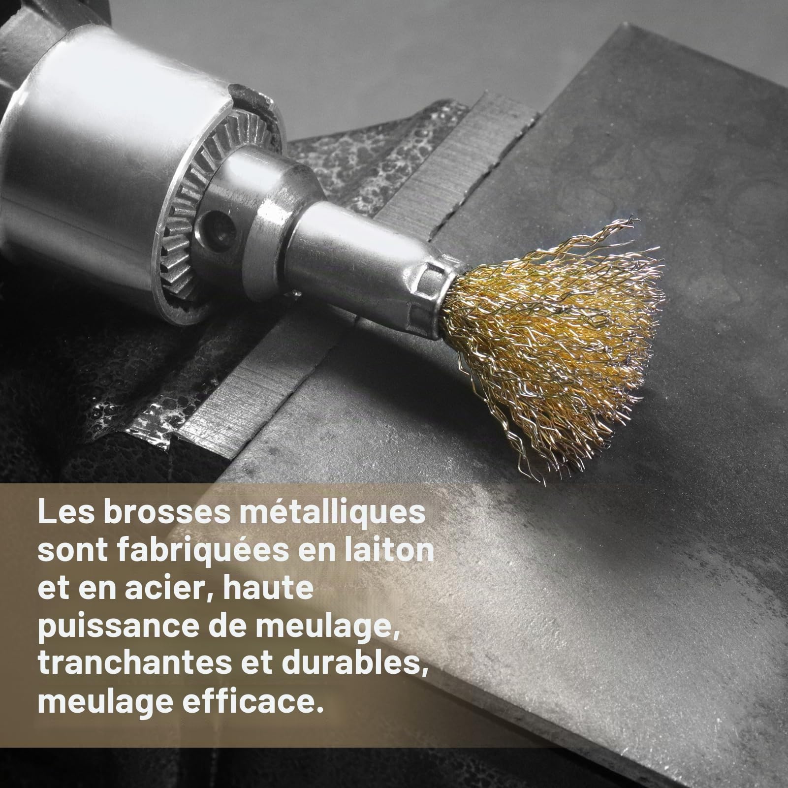 ATOPLEE Lot de 30 brosses métalliques revêtues de laiton avec tige de 6,35 mm, 6 tailles de brosses métalliques pour enlever la rouille, la corrosion, la peinture