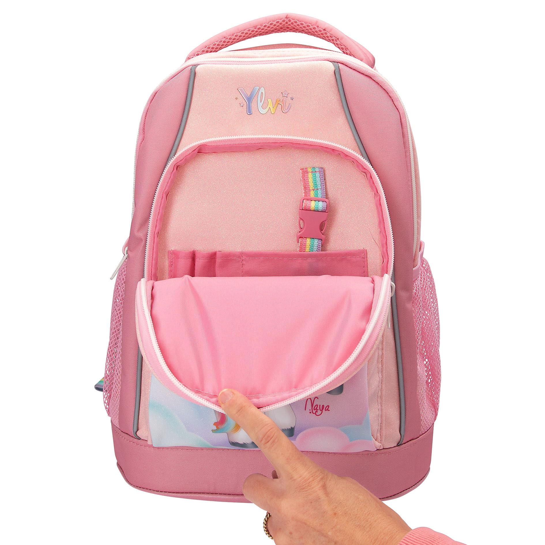 Depesche 14038 Ylvi Sugar Pop - Schulrucksack in Rosa, mit Einhorn Motiv und glitzernden Details, Schultasche mit verstellbaren Trägern