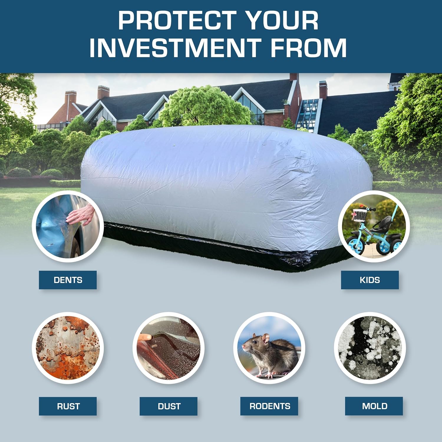 IN THE GARAGE Outdoor Car Cover - Hail Protector - Outdoor Car Bubble, Inflatable Garage - Car Capsule - Car Bubble Storage - Hail Protective car Covers - 18' / 5.5m