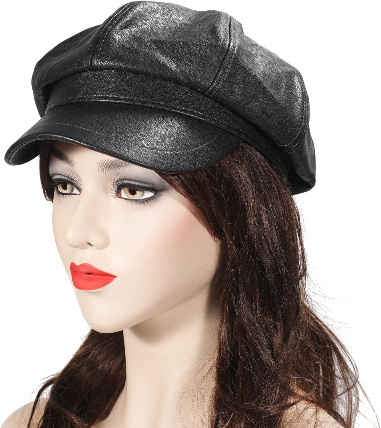 ZLYC Womens PU Leather Newsboy Caps Gatsby Cabbie Hat for Girls - Image 2