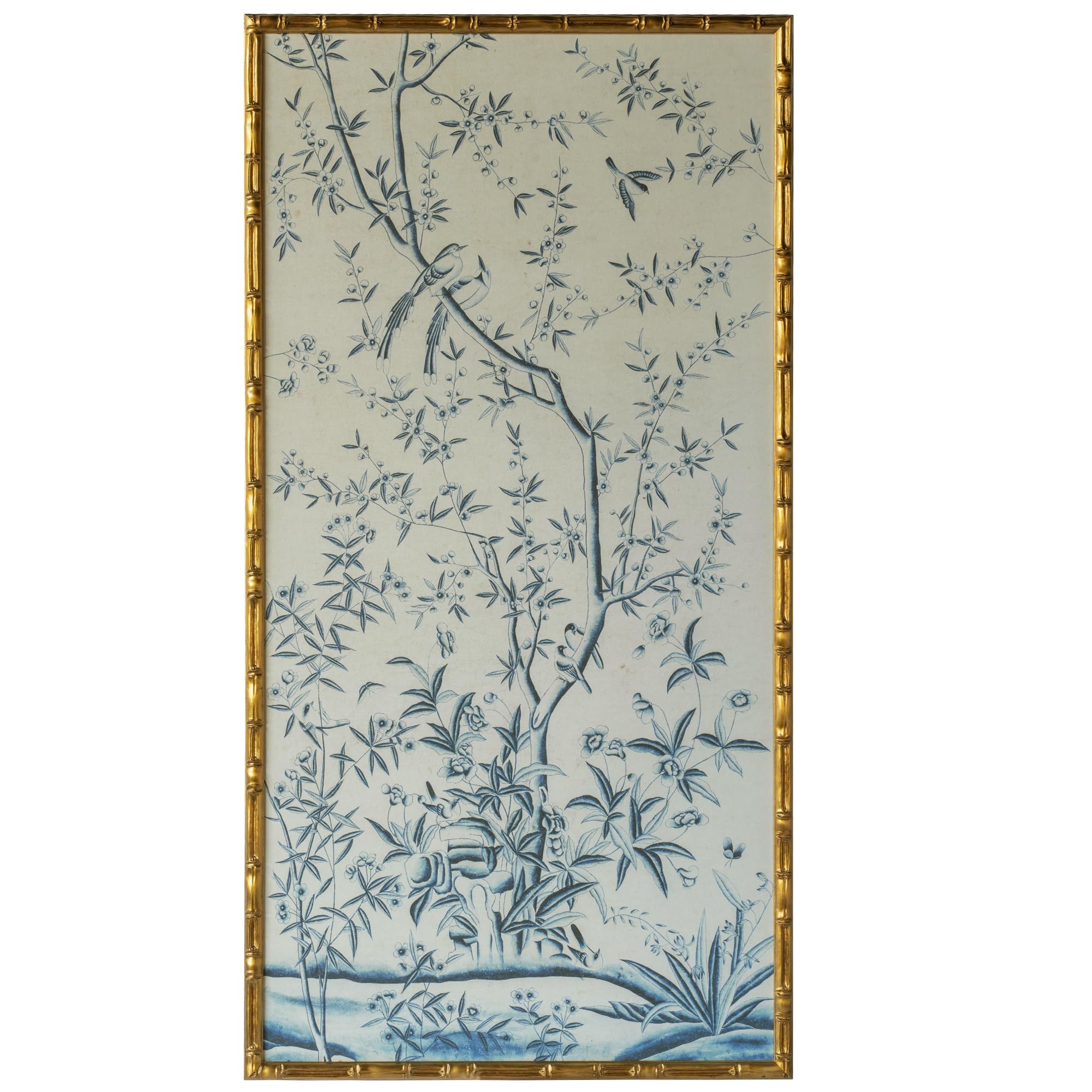 HongFengtang Chinese Rice Paper Print China Flower And Bird Bamboo Frame 54.3 X 28 Inches (Large A)