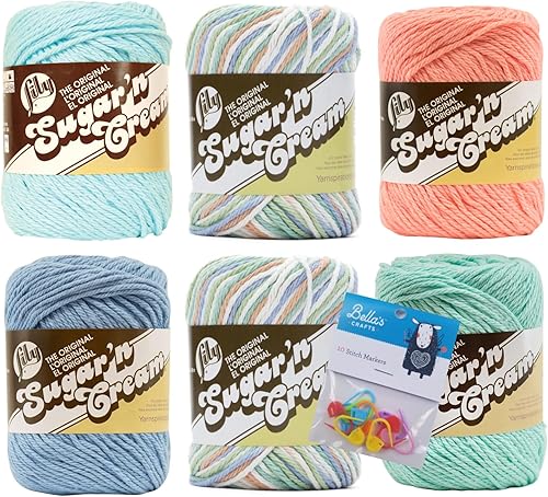 Miniatura 6 de Lily Sugar'n Cream - Paquete de 6 hilos de 100 % algodón con marcadores de puntada Bella's Crafts (neutros)