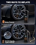 180PSI Tire Inflator Portable Air Compressor, 6X Faster Air Pump for Car Tires with Digital Pressure Gauge, 12V DC Adapter, LED Light, Portable Tire Inflator for Car, Motorcycle, Bike, Balls