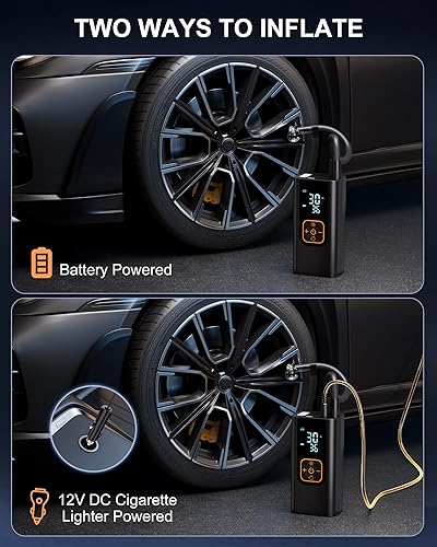 Miniatura 5 de Inflador de neumáticos de 180 PSI, compresor de aire portátil, bomba de aire 6 veces más rápida para neumáticos de automóvil con medidor de presión