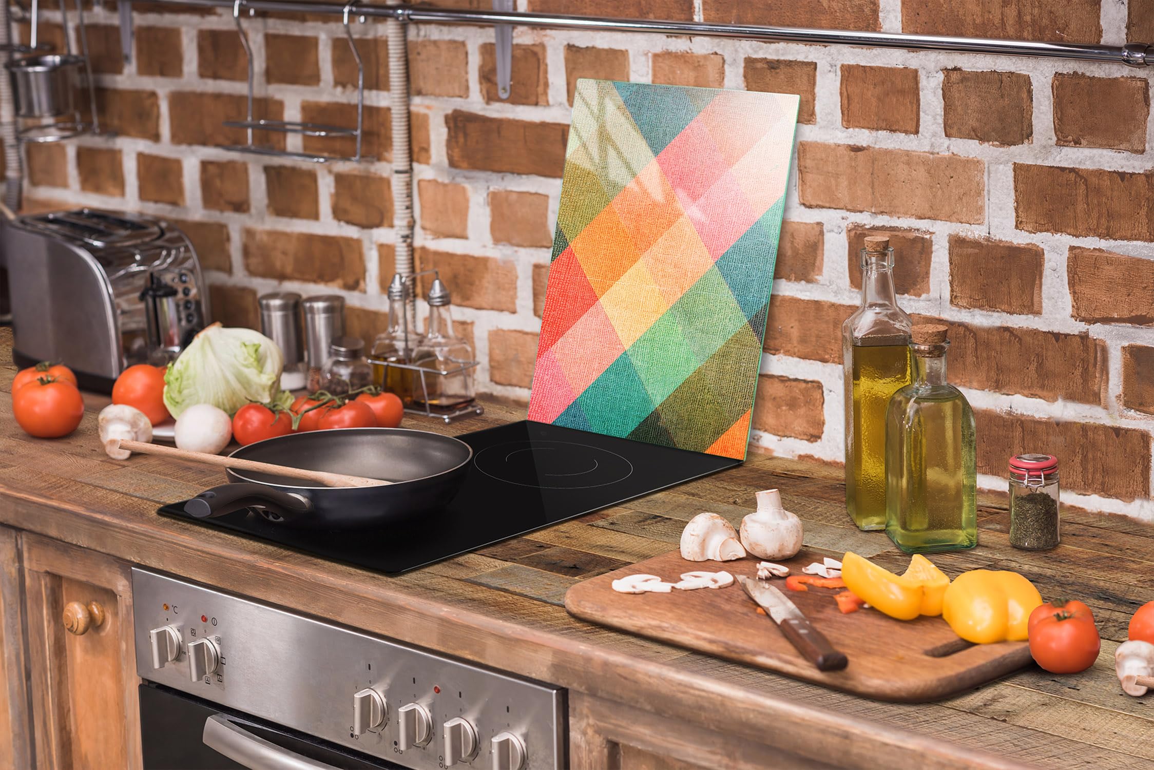 Copri Piano Cottura In Vetro Temperato Marmo 35x52 Cm | Tagliere E Protezione Fornelli Induzione