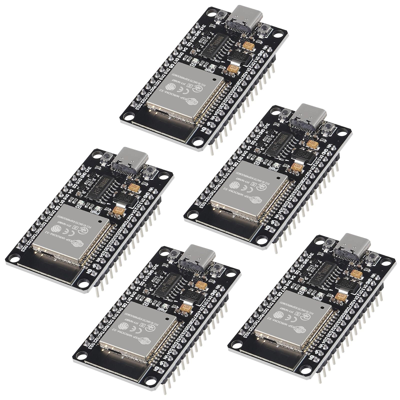 AITRIP 5PCS Type-C USB ESP-WROOM-32 ESP32S ESP32 CH340C Development Board 2.4GHz Dual-Core WiFi +Bluetooth 2 Function Microcontroller Without