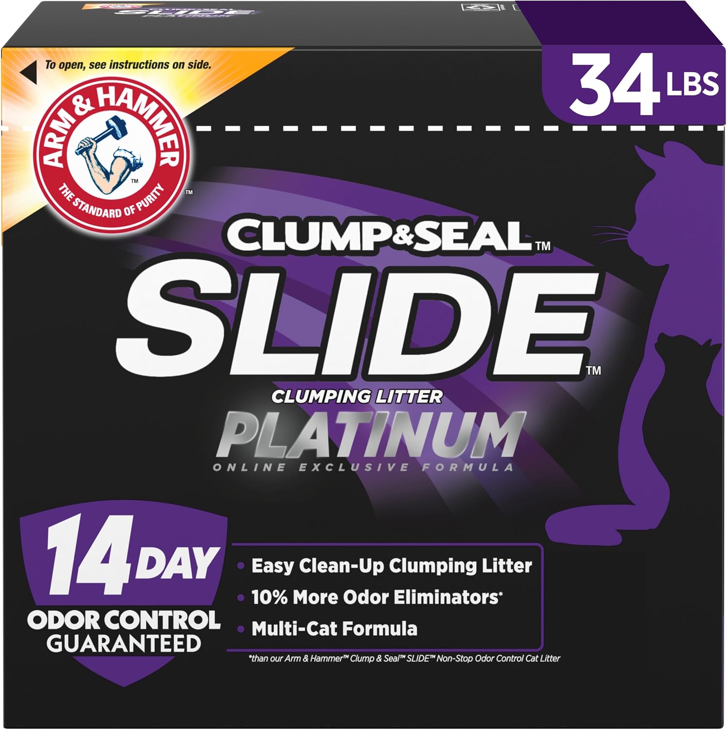 ARM & HAMMER Slide Platinum Easy Clean-Up Clumping Cat Litter, 34 lbs