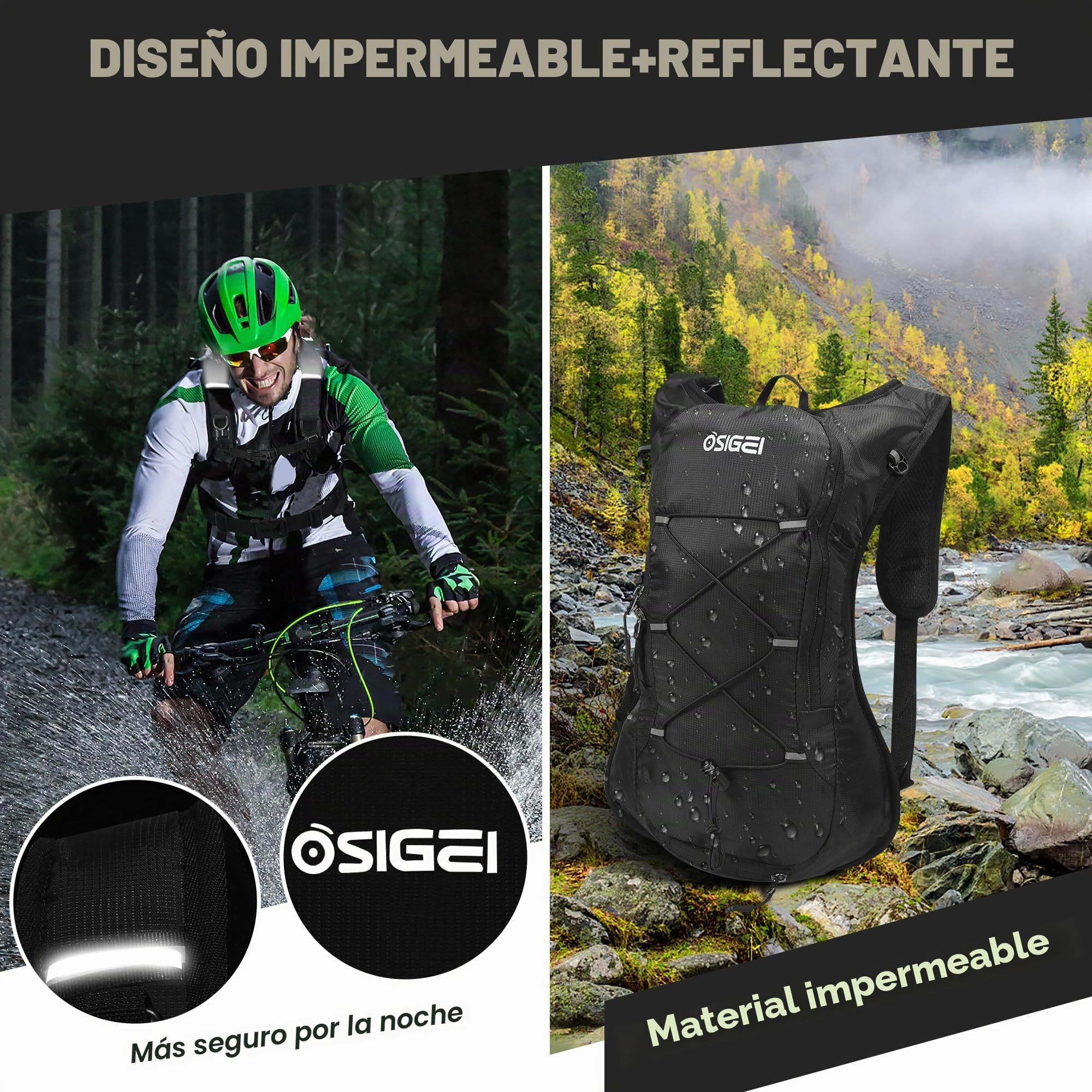 Mochila de Bicicleta Ultraligera con Red para Casco, Mochila de hidratación, Impermeable, para Senderismo, Escalada, Ciclismo, Correr, Camping, Mochila Deportiva Ultraligera