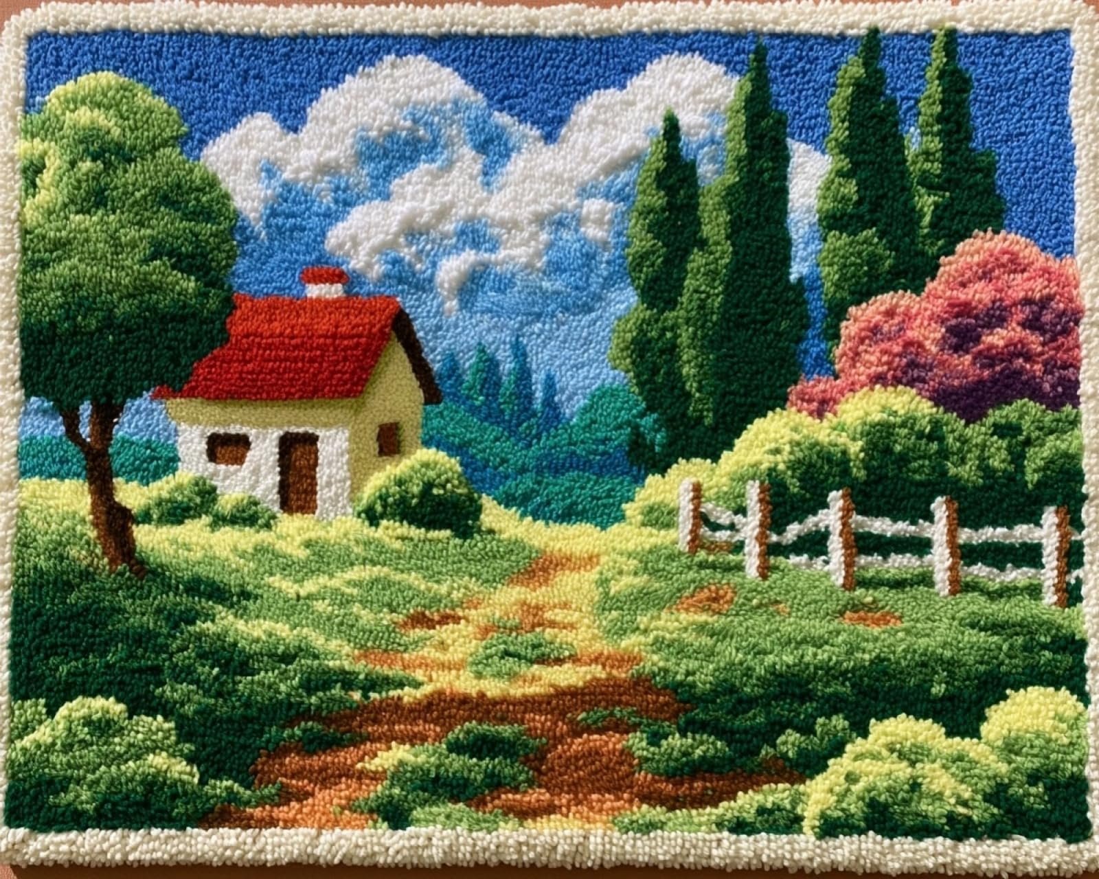 Wallphantom Latch Hook Rug Kits,Farm Fence Courtyard
