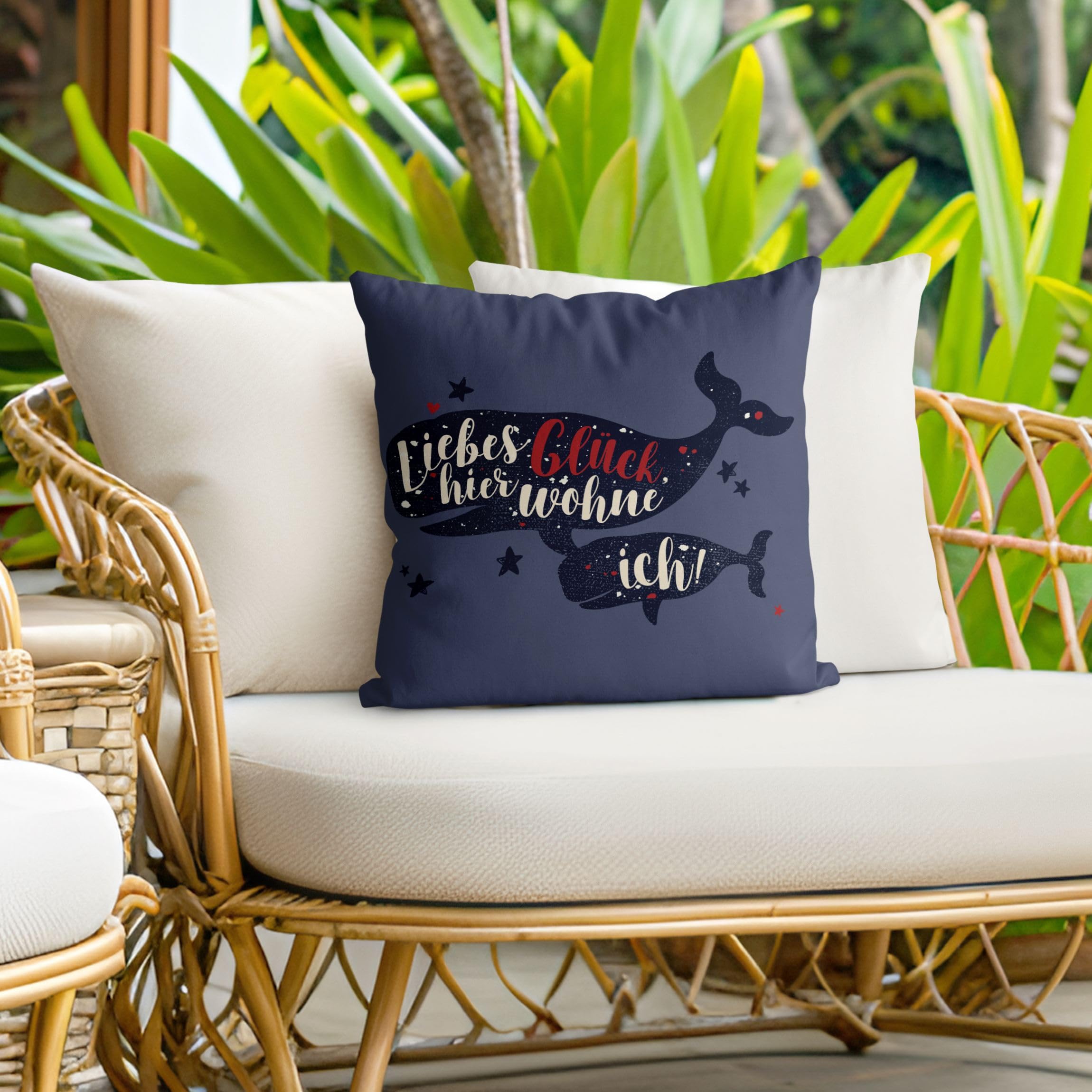 Dekokissen drinnen/Indoor waschbar Sprüche mit Füllung Zierkissen - Made in Germany - Design Bezug blau Sofakissen Illustration Indoor Sofa Bett 1613