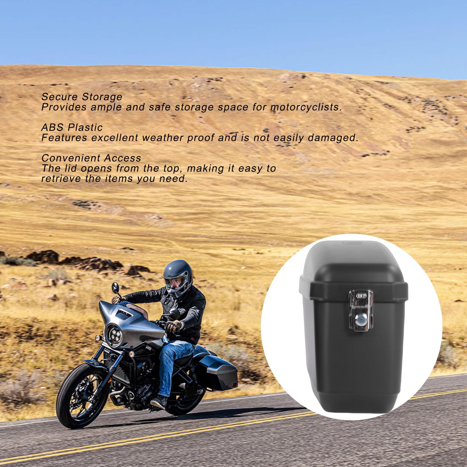 Yosoo Motocyklowe Twarde Sakwy, Uniwersalne Plastikowe Matowe Czarne Boczne Kufry 45 L z Zamkiem do Motocykli Turystycznych Typu Cruiser, Zdejmowany Kufer Bagażowy do Przechowywania