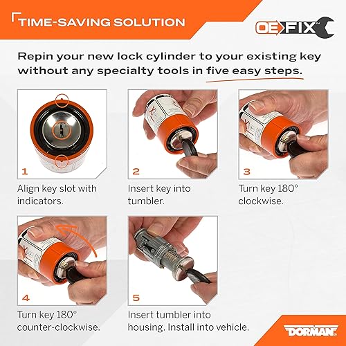 Miniatura 2 de Dorman 924-793 Cilindro de bloqueo de encendido de reiniciación de llave mecánica compatible con modelos seleccionados de Chrysler  Dodge