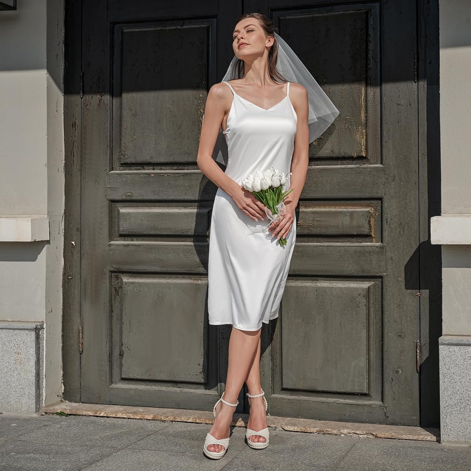 Pearl Rhinestone Heels Platform Block Sandals for Women Wedding Sandals for Bride Chunky Heels Bridal Shoes with Ankle Strap - Image 2