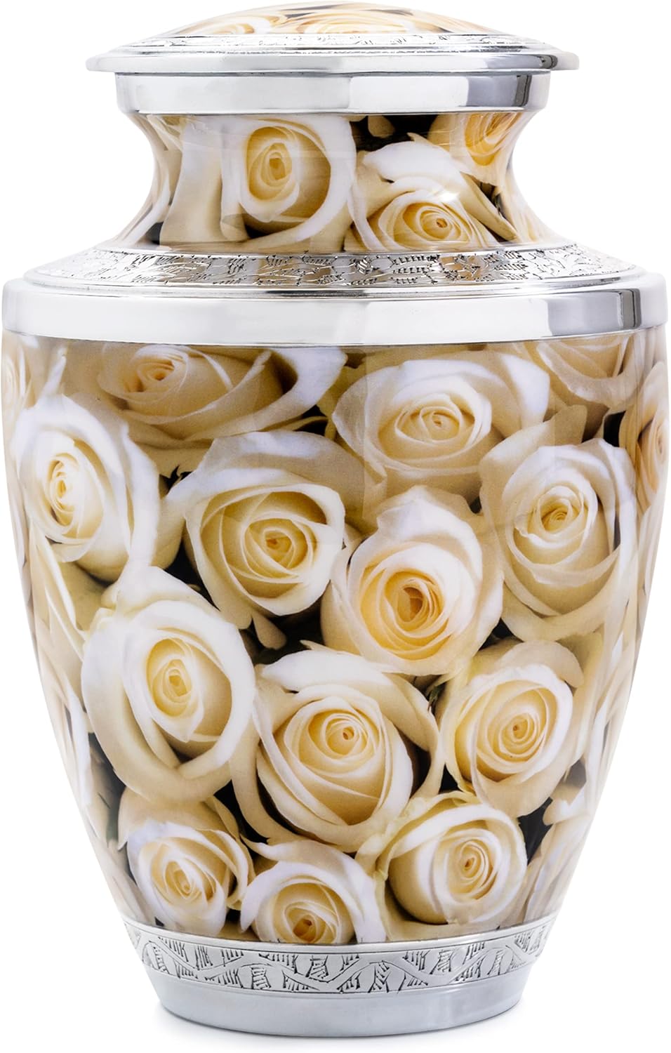 White Rose Ashes urn. Cremation urns for Human Ashes Adult Female mom. Decorative urns for Adult Female