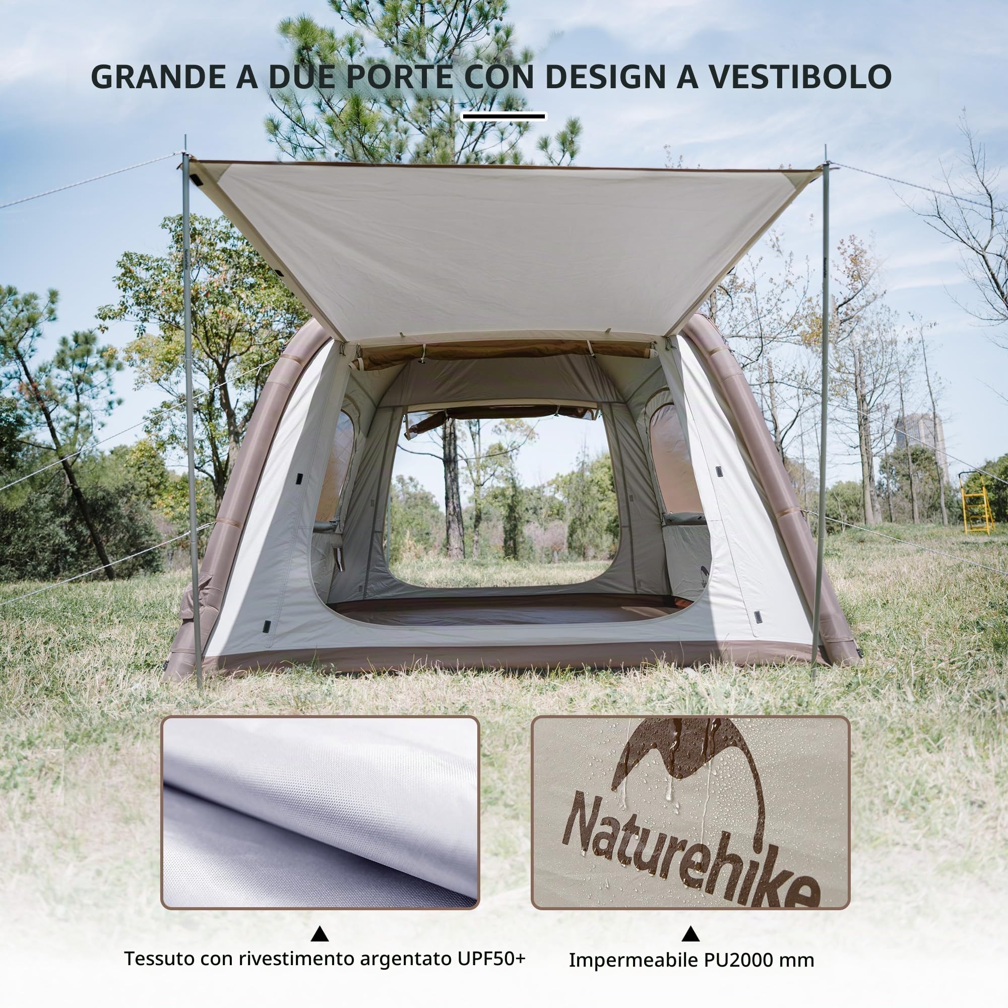Naturehike Ango Air tenda gonfiabile per 3 persone, impermeabile, installazione rapida, tenda familiare per campeggio, in auto e all'aperto