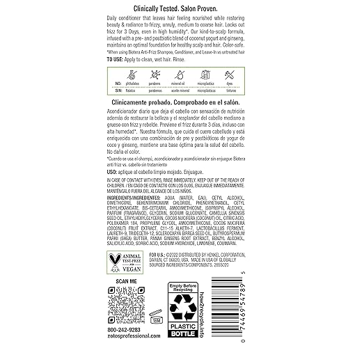 Miniatura 10 de BIOTERA Anti-Frizz Smoothing ShampooConditioner  Smooths & Controls Frizzy, Unruly Hair  Microbiome Friendly  Vegan & Cruelty Free  Paraben Free