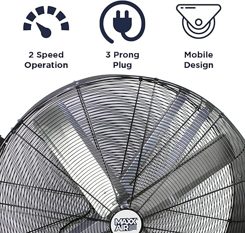 Miniatura 3 de Maxx Air Ventilador industrial de barril de transmisión por correa de 42 pulgadas, resistente a daños y abolladuras