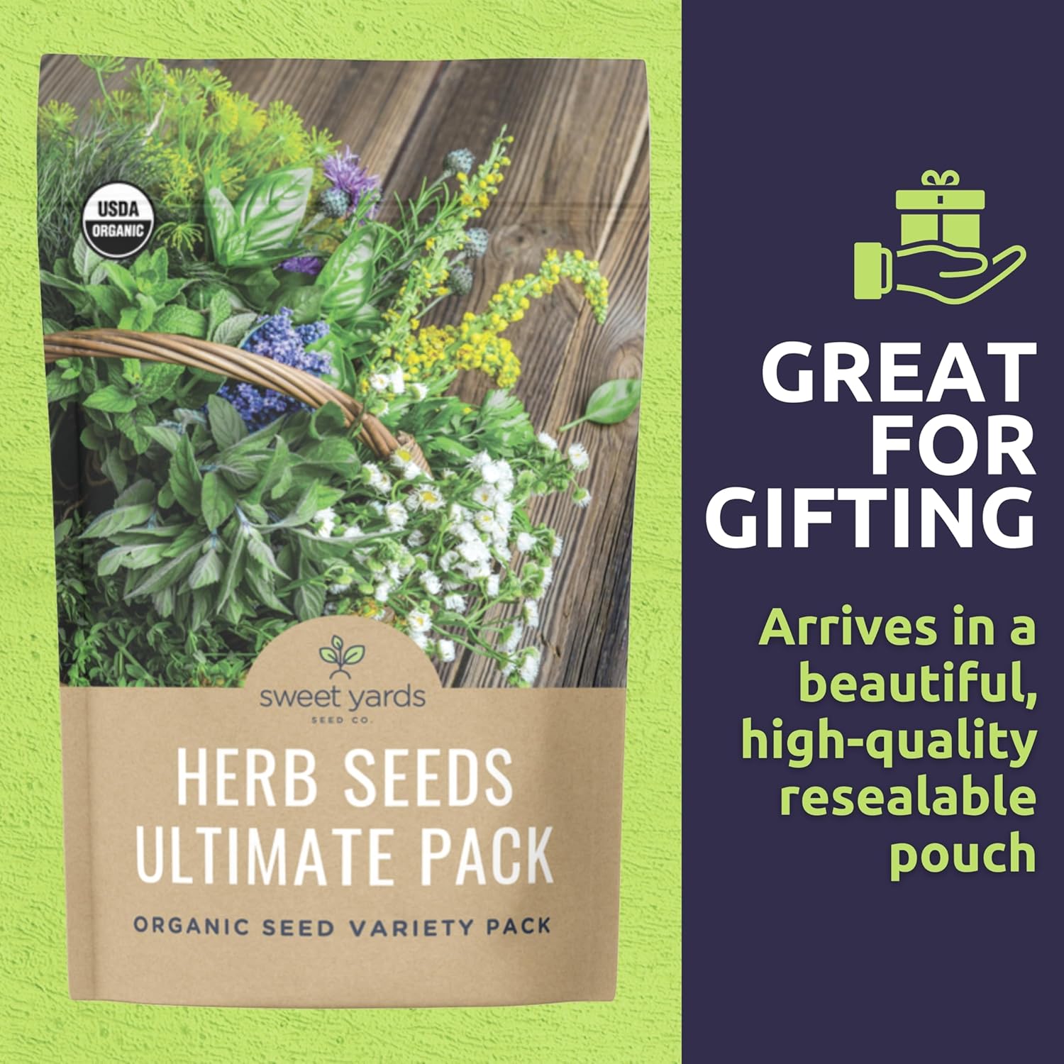 Organic Herb Seeds Variety Pack - 35 Individual Packs - 2026 Season - Basil, Cilantro, Dill, Thyme, Parsley and More! for Indoor & Outdoor Planting (Non-GMO, Certified Organic)
