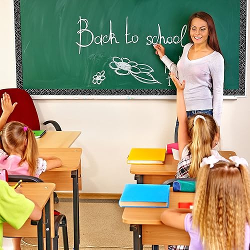 Miniatura 6 de Zonon Bordes de tablón de anuncios de 65 pies, bordes de cuadrícula a rayas en blanco y negro, bordes decorativos, rectos, ondulados, bordes