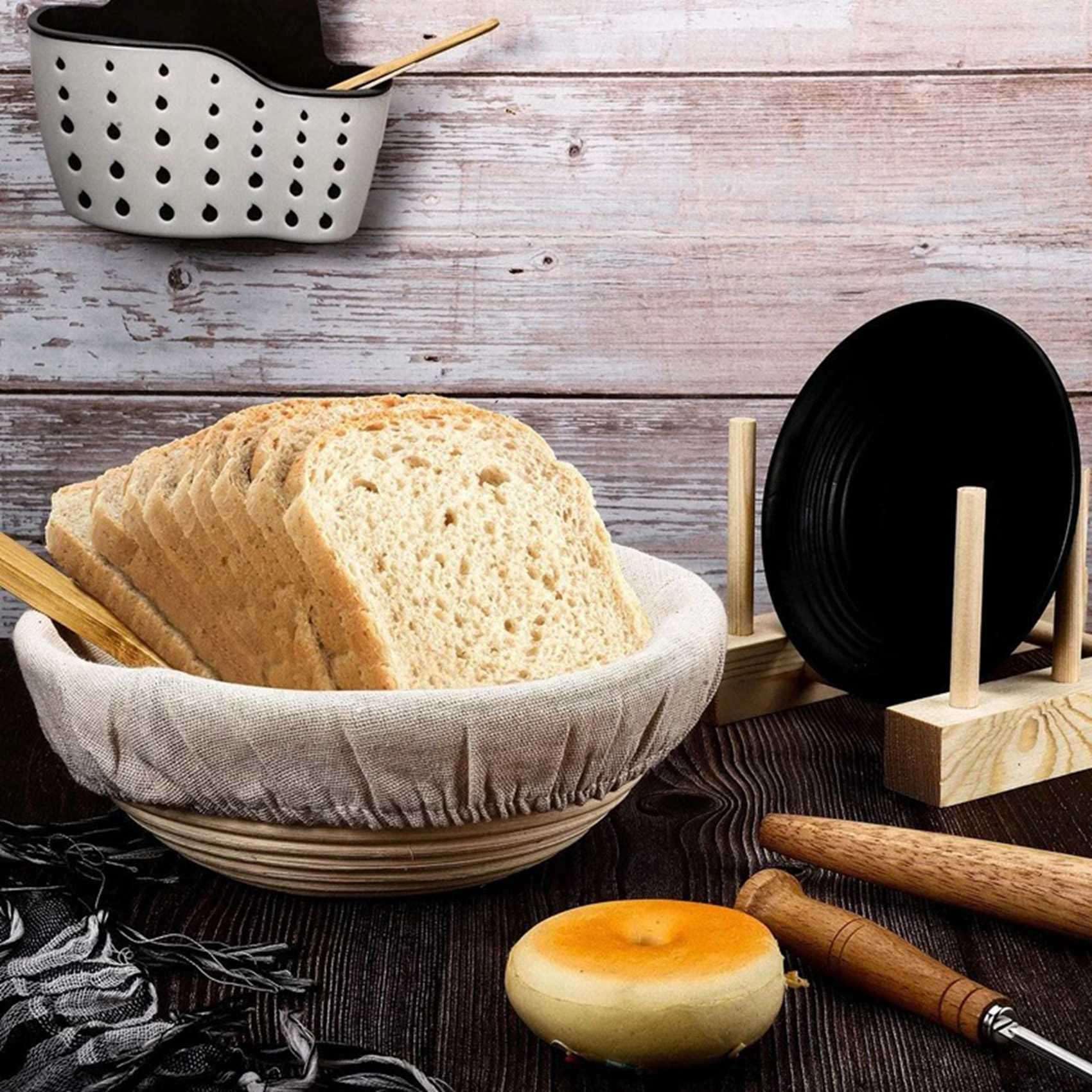 25X Okrągły Kosz do Garowania Chleba Wkładka z Tkaniny Zakwas Banneton Szmatka do Garowania Naturalny Rattanowy Kosz do Pieczenia na Kosz