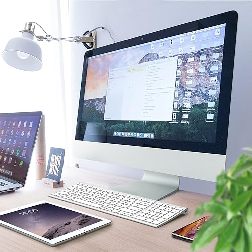 Miniatura 7 de iClever - Teclado Bluetooth recargable para varios dispositivos, bluetooth 5.1 con teclado numérico, diseño ergonómico, tamaño completo, conexión