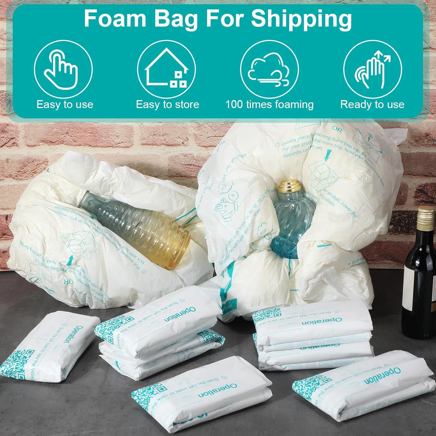 8 Pack 21'' x 23'' Expanding Packing Foam for Electronics, Fragile and Irregular Items, Instant Pack Foam Bag for Shipping, Rapid Expansion, Easy to Use