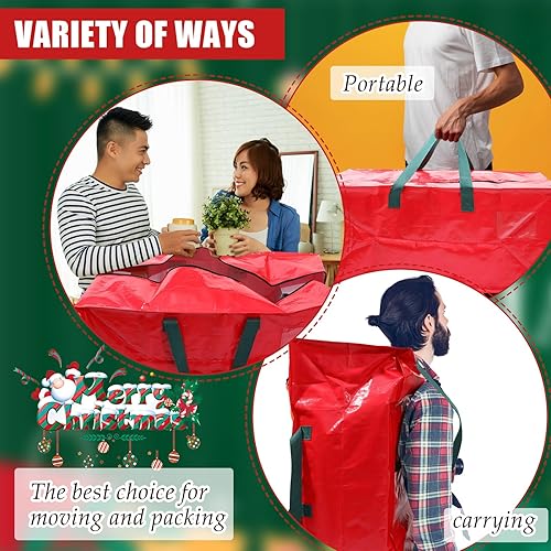 Miniatura 7 de Windyun 8 bolsas de almacenamiento para árbol de Navidad de 2.5 pies, organizador de almacenamiento rojo artificial para árbol de Navidad, bolsas de