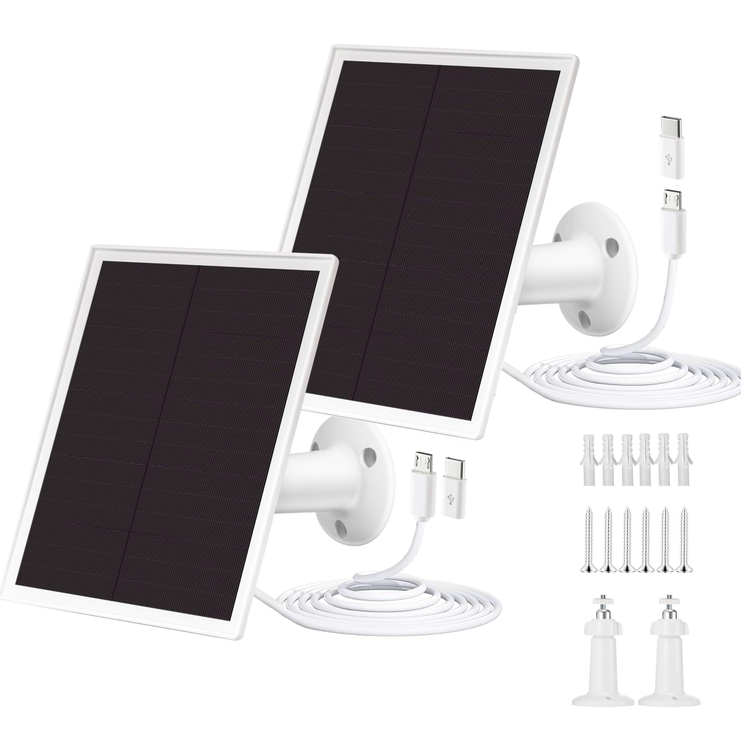 Panel solar inalámbrico SHENKUAI 6W 5V para cámaras con soporte giratorio 360 grados, 2 unidades