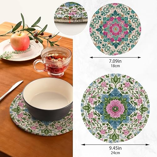 Miniatura 322 de Trivets for Hot Dishes Pots and Pans 2 PC Pot Holders Heat Resistant Cotton Round Potholders for Kitchen Countertop Decorative Autumn Maple Leaves