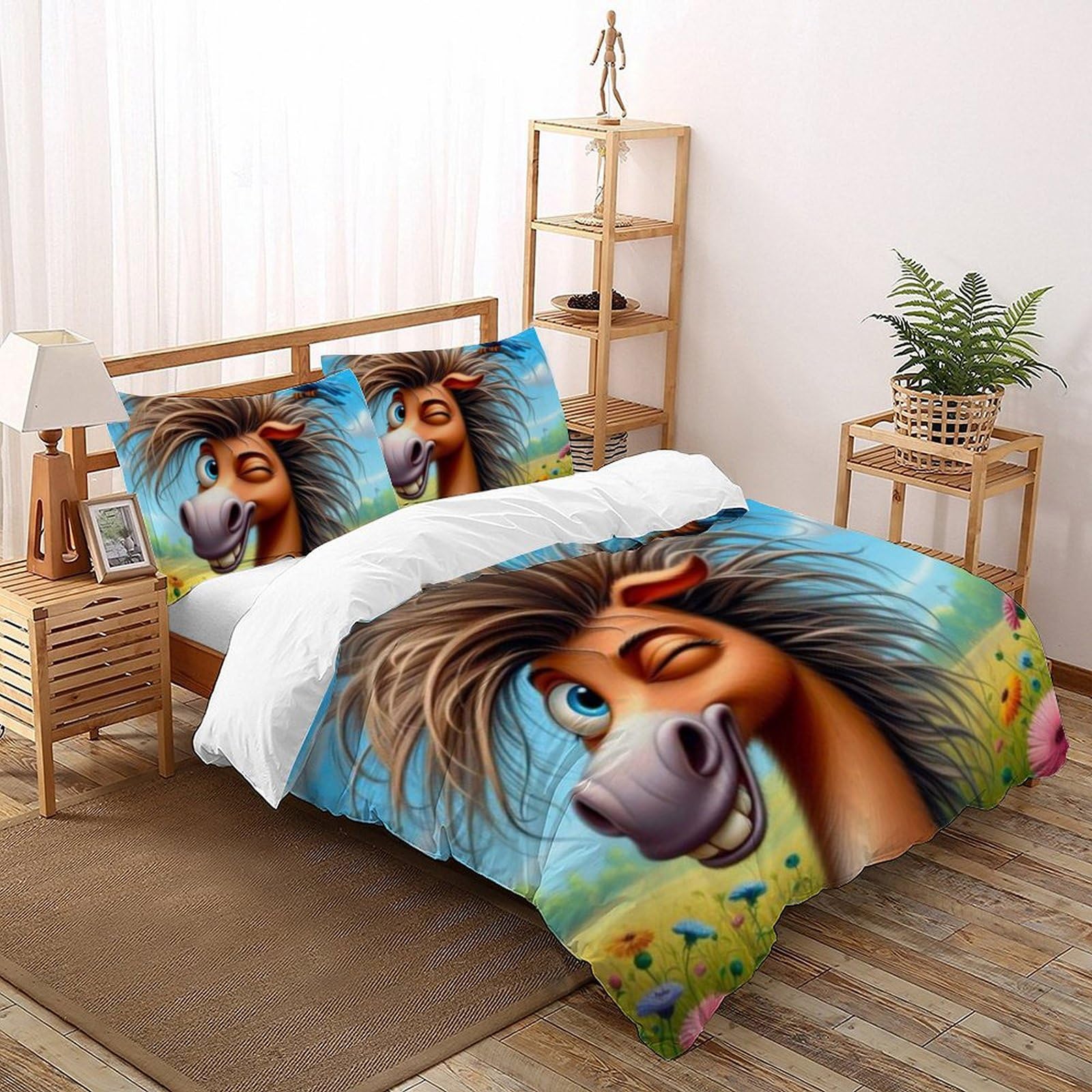 Housse de couette super king 260x220 cm microfibre imprimé 3d animaux land