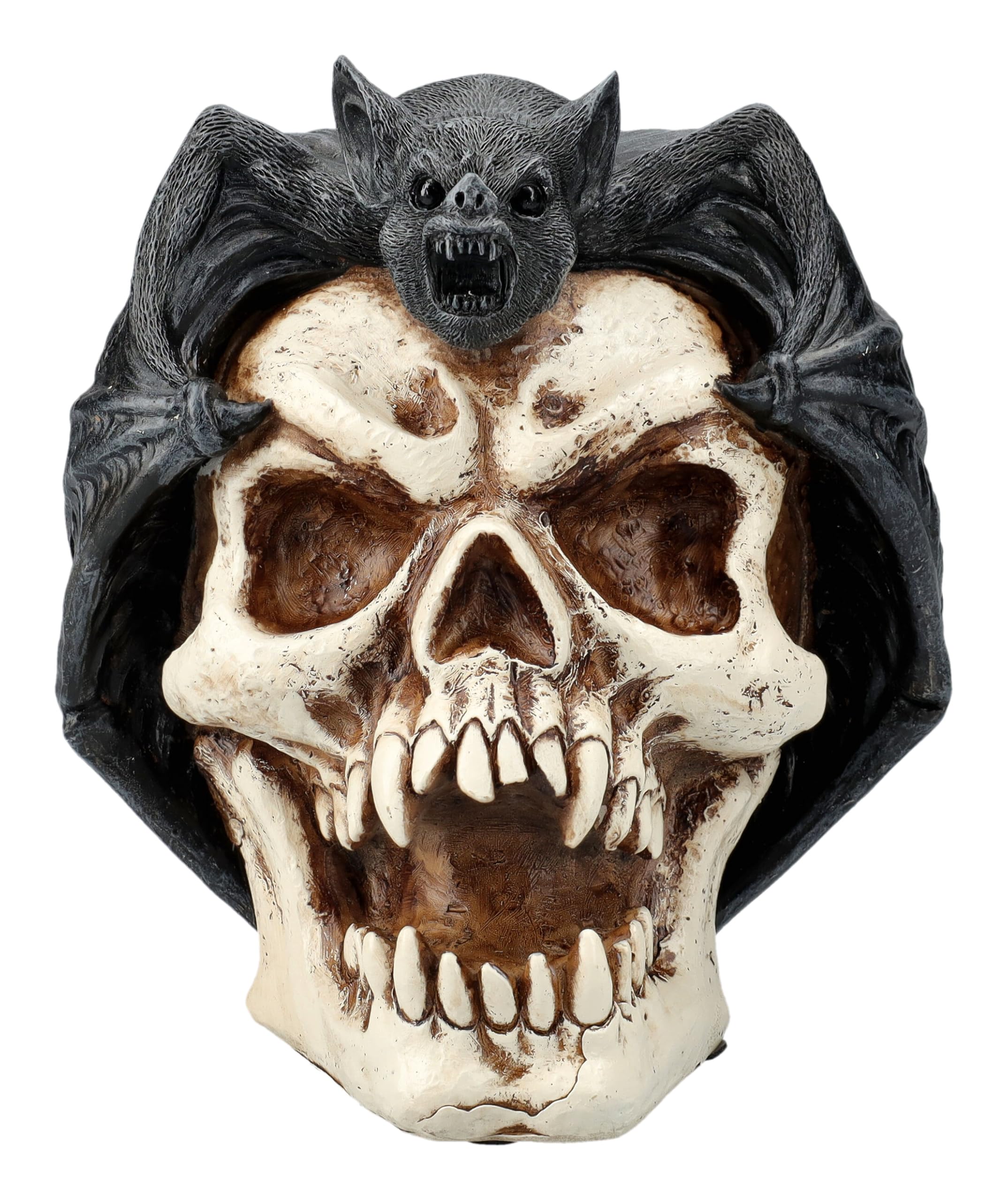 Figuren Shop GmbH Dekofigur Totenkopf-Figur mit Vampir-Fledermaus, Gothic Deko