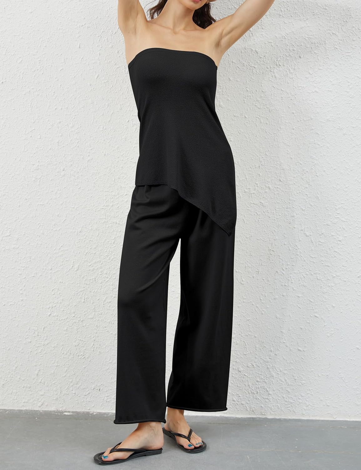 2 Piece Sets for Women Tube Tops and Pants Lounge Sweater Sets Summer Beach Travel Vacation Outfits - Image 5