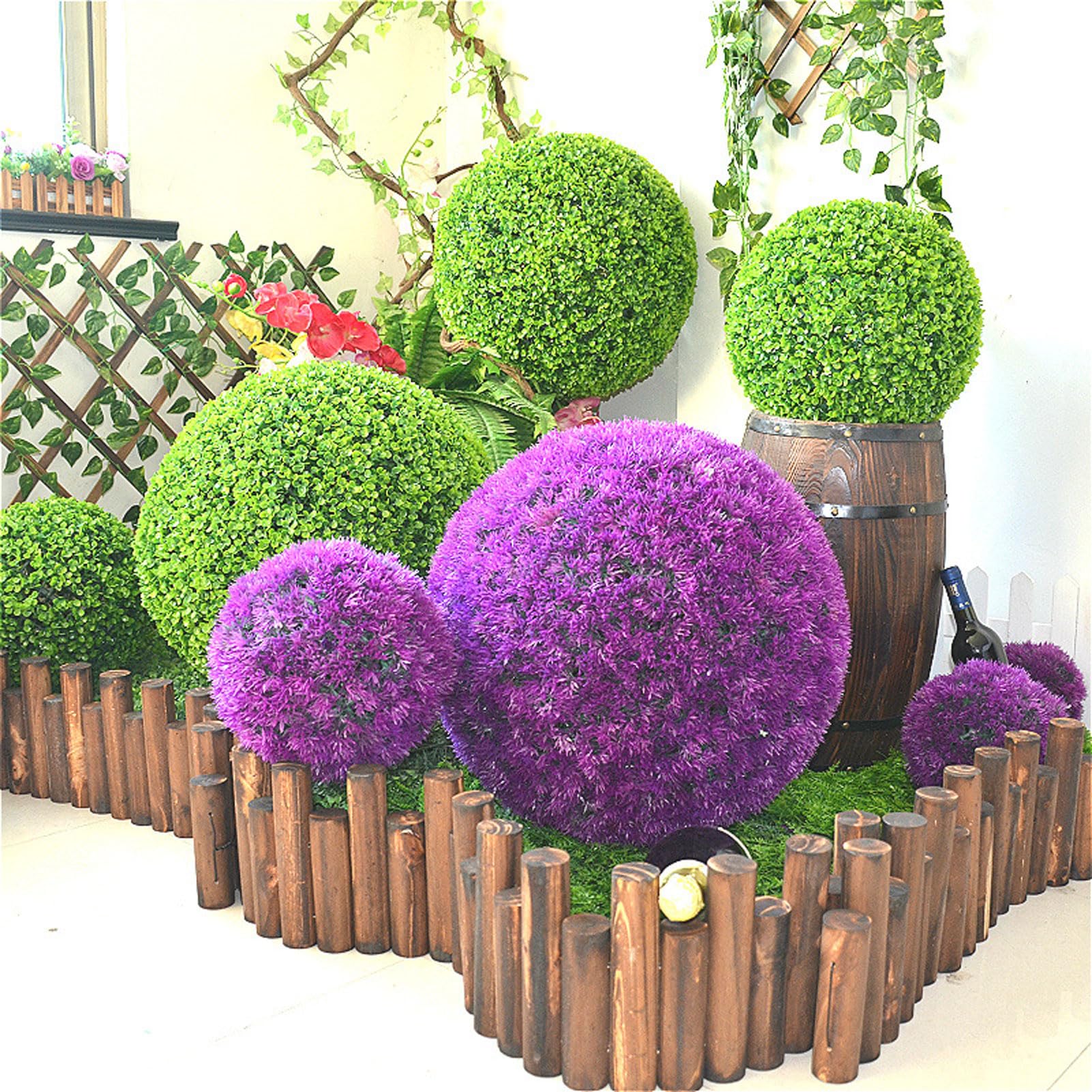 Foglie Verdi Buxus Finto Palla 40cm, Palla di Bosso Realistico Foglia, Piante Artificiali da Interno E Esterno, Sfera Bosso Artificiale Sintetica, Palline di Plastica Verde