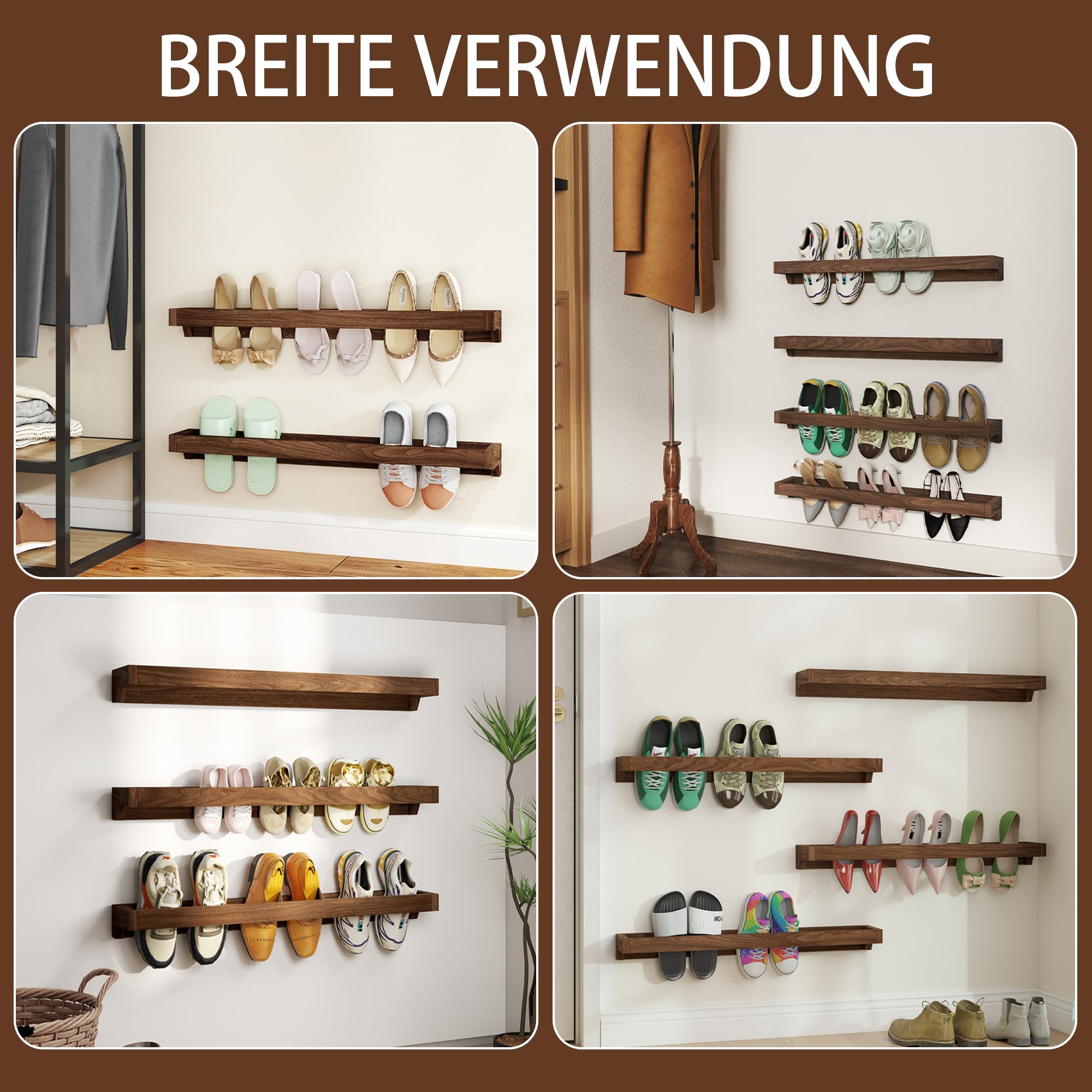 bimiti Schuhregal zur Wandmontage, 4 Stück Wand Schuhschrank Schuhhalter Hängen Aufbewahrungsregal Wandregal, Tür-Schuhaufhänger Schuhschränke Schuhaufbewahrung Schuhregale für Eingangstür