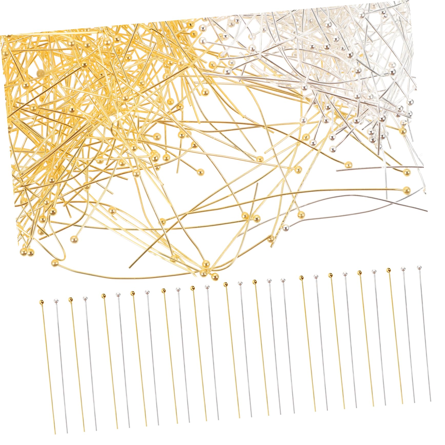 KONTONTY Metal Ball Accessories Jewelry Findings Eye Pins Ball Pins for Jewelry Making Round Head