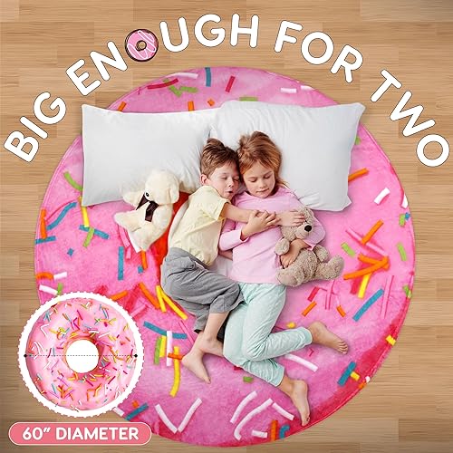 Miniatura 9 de Zulay - Donut gigante esmaltado de doble cara con caja de rosquillas, embalaje de regalo, manta novedosa para adultos y niños, manta redonda de
