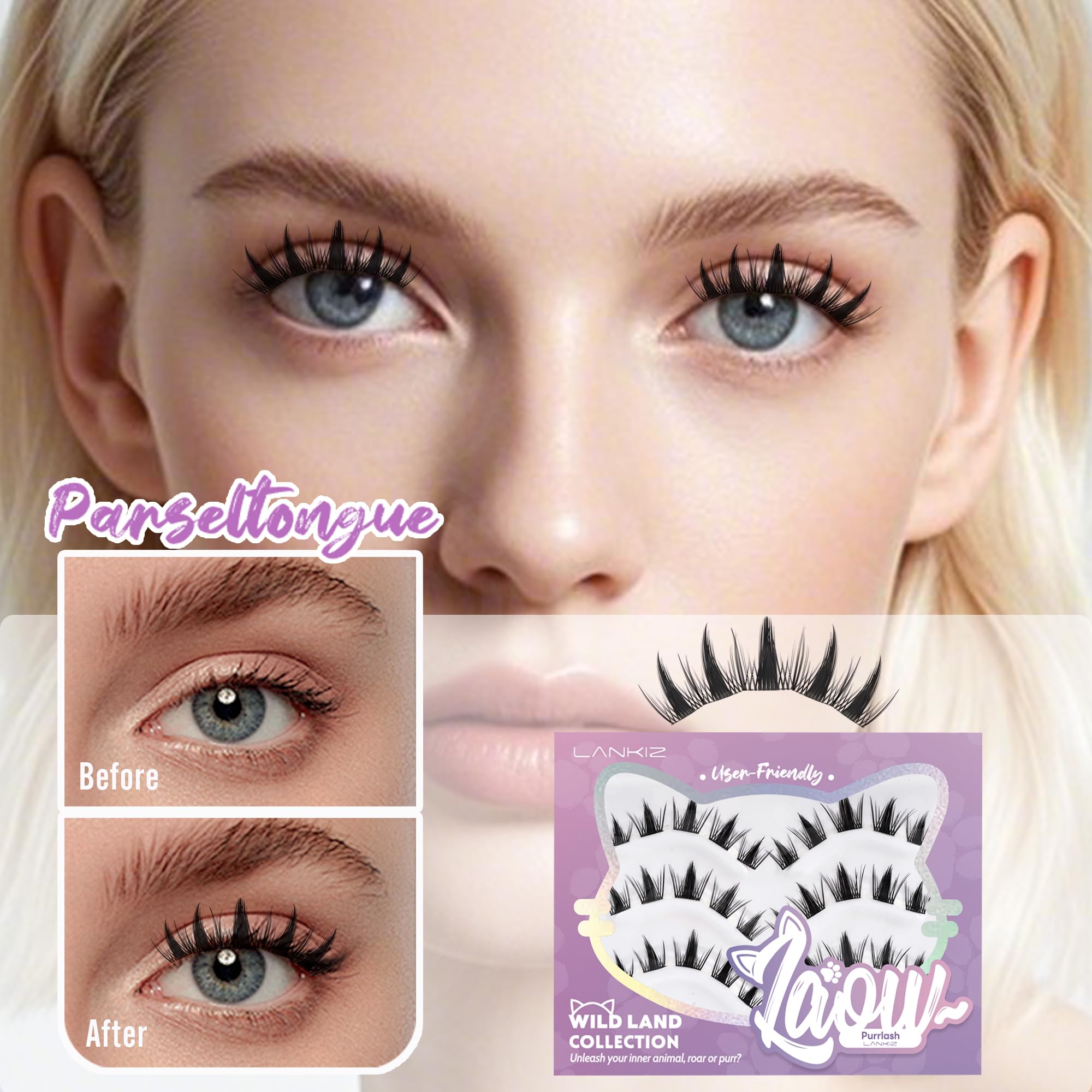 Cluster Lashes C Curl Individual Eyelashes Wispy Fluffy Cat Eye Eyelash Clusters LANKIZ for Striking Evening Looks - Beginner Friendly - Image 2