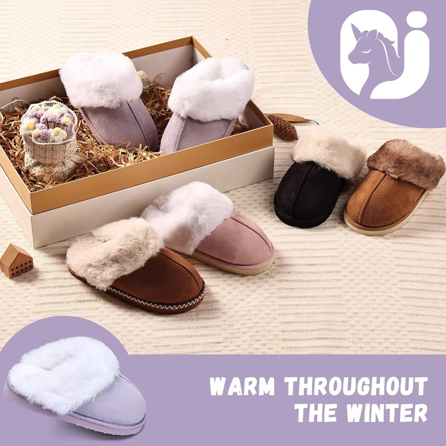 IceUnicorn Kids Slippers Girls Boys Fuzzy House Shoes Warm Memory Foam Slippers Bedroom Slides for Indoor Outdoor - Image 6