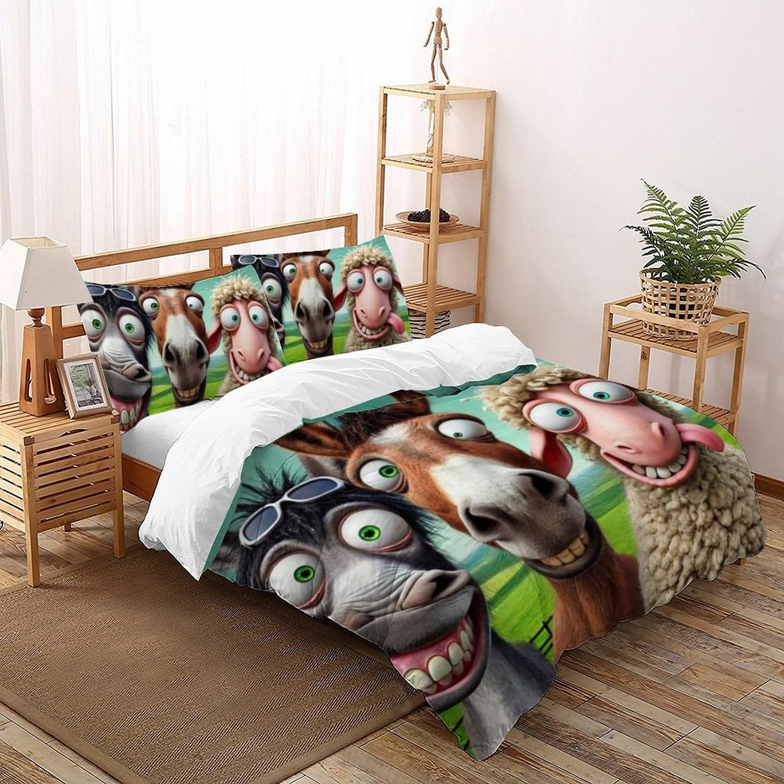 Housse de couette animaux 200x200 parure de lit microfibre garçon 3D
