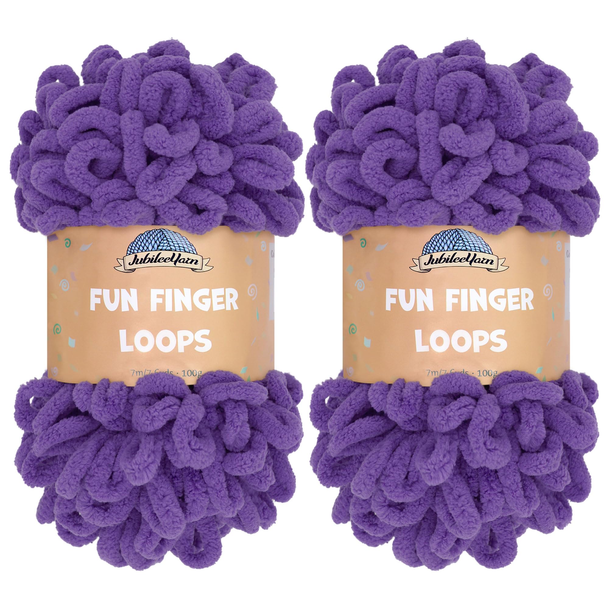 JubileeYarn Fun Finger Loops Yarn - Polyester Jumbo Weight Loop Yarn - 100g/Skein - Ultra Violet - 2 Skeins โ image 1