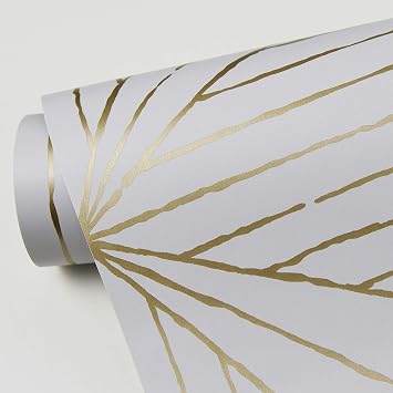 NuWallpaper x Scott Living, Gold Aurum Self Adhesive Wallpaper, Neutral, Geometric, Contemporary, Self-Adhesive, 20.5-in x 18-ft