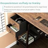 Lufeiya Biurko komputerowe z szufladami, dwustronne, małe biurko do sypialni, domu, biura, gier, nauki, biurko komputerowe z szufladami, półki, rustykalne brązowe