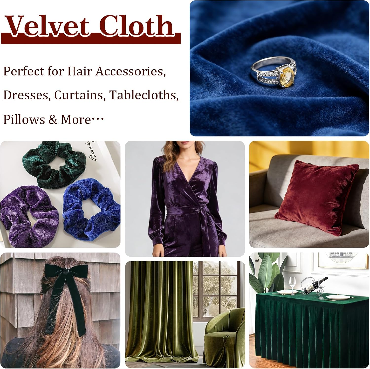 Soft Stretch Velvet Fabric by The Yard - 63" Wide 95% Polyester 5% Spandex, Luxury Material for Sewing Apparel, Costume, Upholstery & DIY Crafts (Burgundy, 5 Yard)