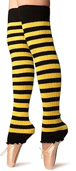 LissKiss Yellow & Black Stripes Dance/Ballet Leg Warmers - Leg