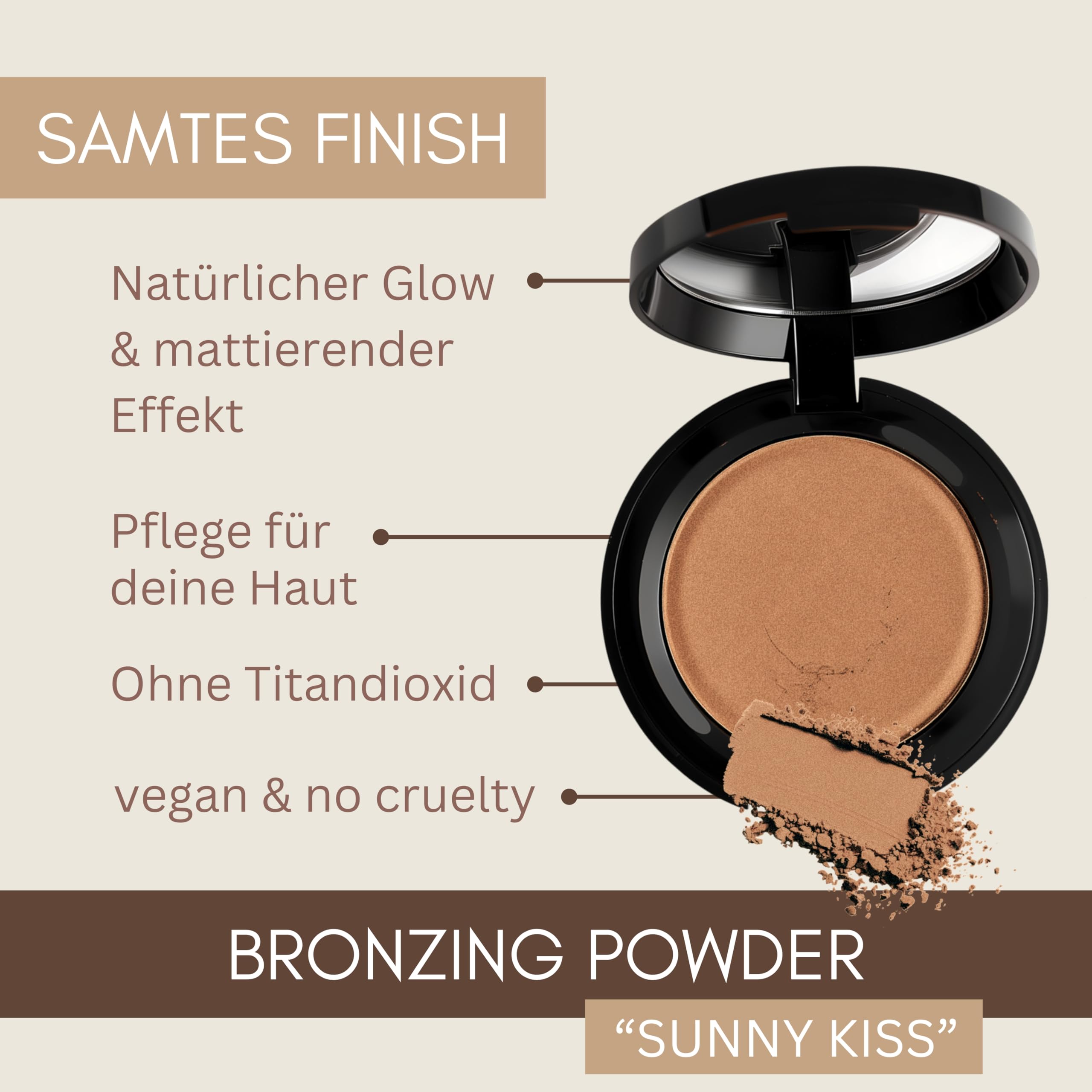 Thats me organic Bio Bronzing Powder "Sunny Kiss" – Vegan, ohne Tierversuche – Natürliche Bräune & gesunder Glow – Perfekt für alle Hauttöne – Contouring Puder
