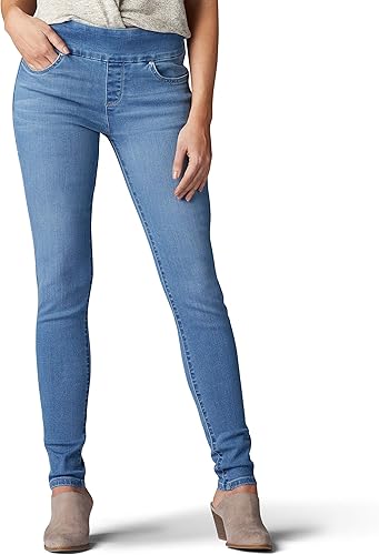 Lee Sculpting Slim Fit Skinny Leg Pull on Jean Jeans, Larkspur, 50 Corto para Mu