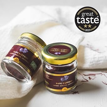 Organic Saffron Threads by Banu Saffron Award Winning All Red Certified Organic Grade A Saffron, Premium Crocus Sativus Gourmet Spice for Tea, Rice, Paella, Risotto & Cooking - 1 Grams (0.035 Ounce)