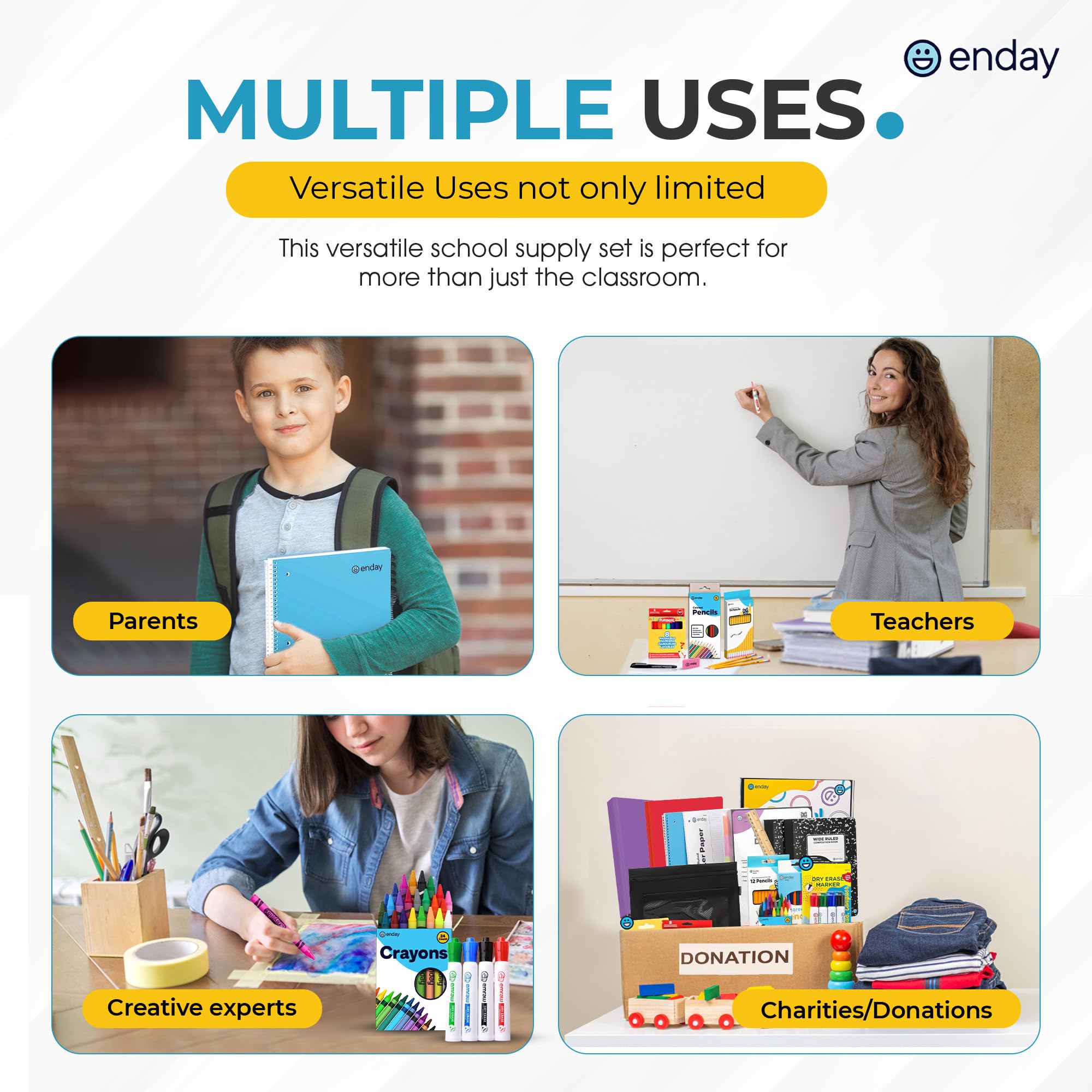 Enday Kit de fournitures scolaires de 4e et 5e année – Kit de rentrée scolaire de 79 pièces, fournitures scolaires de qualité supérieure pour filles et garçons, fournitures scolaires et quatrième