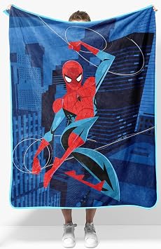 Sunny Side Up Kids Plush Throw Blanket Childrens Soft & Comfy Throw for Couch or Bed Cozy Home Decor for Living Room & Bedroom, Blue - Spiderman, 40x50 - Travel Blanket